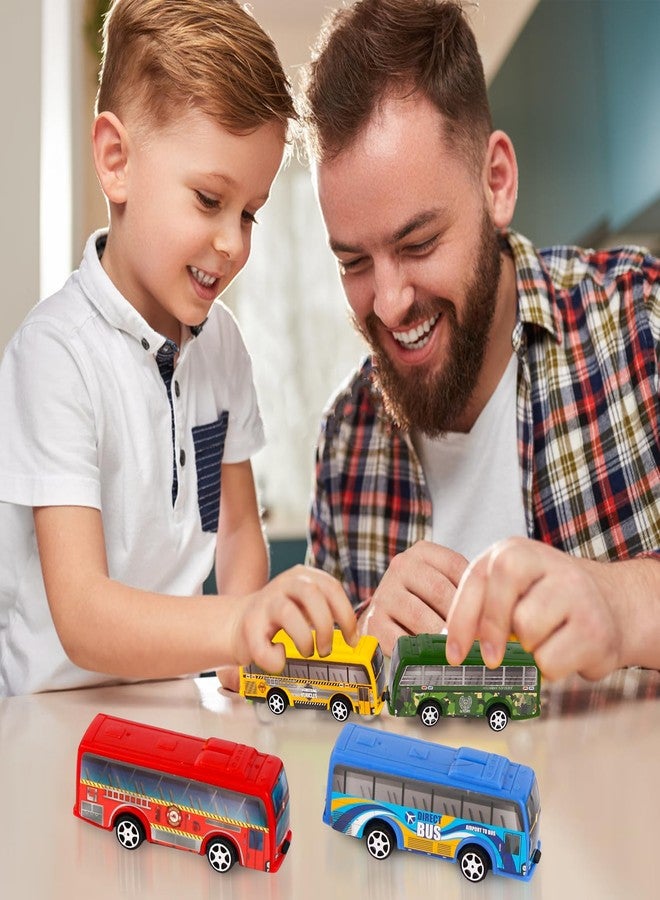 HSMQ 16 Pcs Pull Back City Bus Vehicles Toys Set, Mini Pull Back Cars for Kids Toddlers, Friction Powered Racing Vehicles Bulk Toys, Party Favors Goodie Bags Stuffers Pinata Fillers for Boys Girls - Image 5